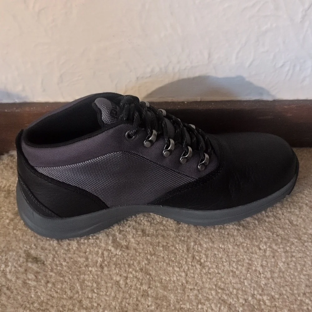 New Dunham Men's Sutton Plaintoe Boot Mid Calf, Black/Grey Size 7.5